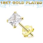 gpqz par piercing oreja plata esterlina oro 18 kts zirconia clara cuadrada 3mm 8mm venta