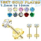 gprzm one pair 18k gold plated silver ear studs cz