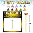 gyztm1 14k gold bend it yourself nose stud triangle cz