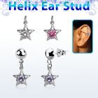 hexvd45 piercing helix plata esterlina 925 lisa colgante estrella zirconia redonda medio plata & distribuidor