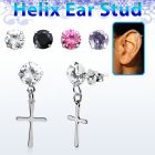 hexzd36 piercing helix plata esterlina 925 lisa colgante cruz lisa al por mayor