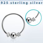 hr17 silver seamless nose hoop w bali wire design 3mm ball