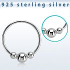 hr28 silver seamless nose hoop w 3mm ball between small balls