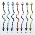 idatn14 barbell industrial zig zag acero 316l pvd rayas cebra conos 5mm al por mayor