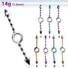 idbtn14 barbell industrial loop con aro acero 316l pvd rayas cebra conos 5mm 35mm al por mayor