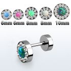 ifrdco steel fake plug w crystal studded rim synthetic opal