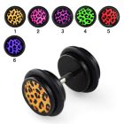 ilagr8 black acrylic fake plug with leopard print o rings