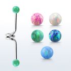 incop5 barbell industrial espiral acero quirurgico bolas opalo 5mm al por mayor