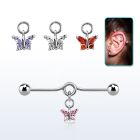inddz4 barbell industrial loop con aro acero quirurgico bolas 5mm colgante mariposa zirconia venta