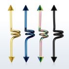 intccn5 anodized 316l steel industrial twister barbell 5mm cone