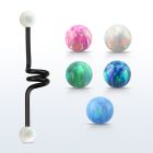 intcop5 barbell industrial espiral acero 316l anodizado bolas opalo 5mm distribuidor