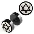 ipls13 plug falso acero quirurgico anodizado negro logo estrella david rayado laser lado 8mm distribuidor mayorista