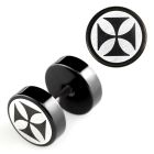 ipls3 plug falso acero quirurgico anodizado negro logo cruz rayada laser lado 8mm distribuidor