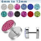 ipmc 316l steel fake plug with ferido multi crystals disk