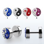 ipmcyy plug falso acero quirurgico brillo espejo ying yang multi cristal plana distribuidor