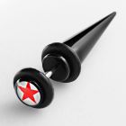 ivtpl8 expansor falso acrilico negro logo estrella roja anillos goma 6mm al por mayor