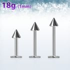 lb18cn3 316l steel labret 18g 1mm with 3mm cone
