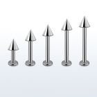 lbcn4 surgical steel labret with 4mm cone length 6mm 12mm