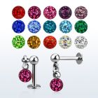 lber2 labret acero 316l bola acero liso 3mm bola multi cristal ferido 4mm mayorista