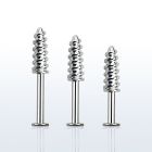 lbescw 316l steel labret with a screw threading tip upper part