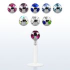 lbica 16g bio flexible labret with 3mm multi jewel ball