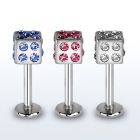 lbsdc4 316l steel labret with 4mm multi crystal dice