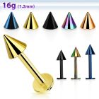 lbtcn4s anodized surgical steel labret with a 4mm cone