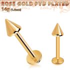 lbttcn4 rose gold steel labret with a 4mm cone