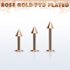 lbttcn4s rose gold steel labret with a 4mm cone