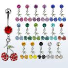 mcd354 piercing ombligo acero quirurgico bola joya bisel 8mm cerezas cristal s 10mm distribuidor mayorista