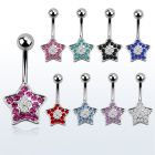 mcd356 piercing ombligo acero quirurgico estrella cristal colores 10mm mayorista