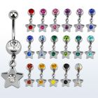 mcd398 piercing ombligo acero quirurgico bola joya bisel 8mm estrella unico cristal centro 10mm venta
