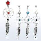 mcd524 316l steel belly banana w dreamcatcher w painted ball