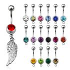 mcd593 piercing ombligo acero quirurgico bola joya bisel 8mm ala pajaro 10mm mayorista