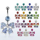 mcd595d piercing ombligo acero quirurgico bola joya bisel 8mm lazo multi cristal 10mm mayorista
