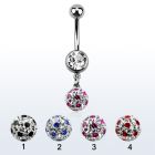 mcd626a piercing ombligo acero quirurgico bola joya bisel 8mm bola 8mm multi cristal puntos 10mm distribuidor