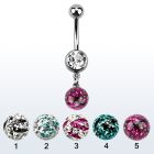mcd626c belly banana w a dangling zebra multi crystal ball