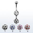 mcd626xa 316l steel belly banana w 2 jewel ball dotted ball