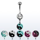mcd626y 316l steel belly banana w dangling ferido ball w yinyang