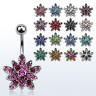 mcd692 piercing ombligo acero quirurgico flor cristal inferior al por mayor