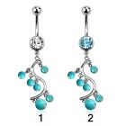 mcd695 piercing ombligo acero quirurgico bola joya 8mm vid falsas bolas turquesa 10mm venta
