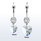 mcd715 piercing ombligo acero quirurgico zirconia 8mm cristal corazon colgado mayorista