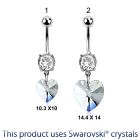 mcd716 piercing ombligo acero quirurgico zirconia 8mm cristal swarovski corazon colgado 10mm venta