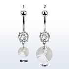 mcd717 steel belly banana w a dangling round crystal