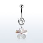 mcd719 piercing ombligo acero quirurgico zirconia redonda 8mm flor cristal mayorista