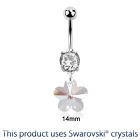 mcd720 steel belly banana w a dangling flower swarovski crystal