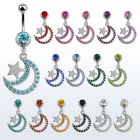 mcd723 piercing ombligo acero quirurgico bola joya bisel 8mm luna cristal estrella 10mm venta