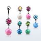 mcd754 steel belly banana w dangling 8mm synthetic opal ball