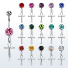 mcd769 piercing ombligo acero quirurgico bola 8mm joya bisel colgante cruz ankh plata mayorista