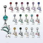 mcddp17 piercing ombligo acero quirurgico bola joya bisel 8mm pareja delfines cristal 10mm venta